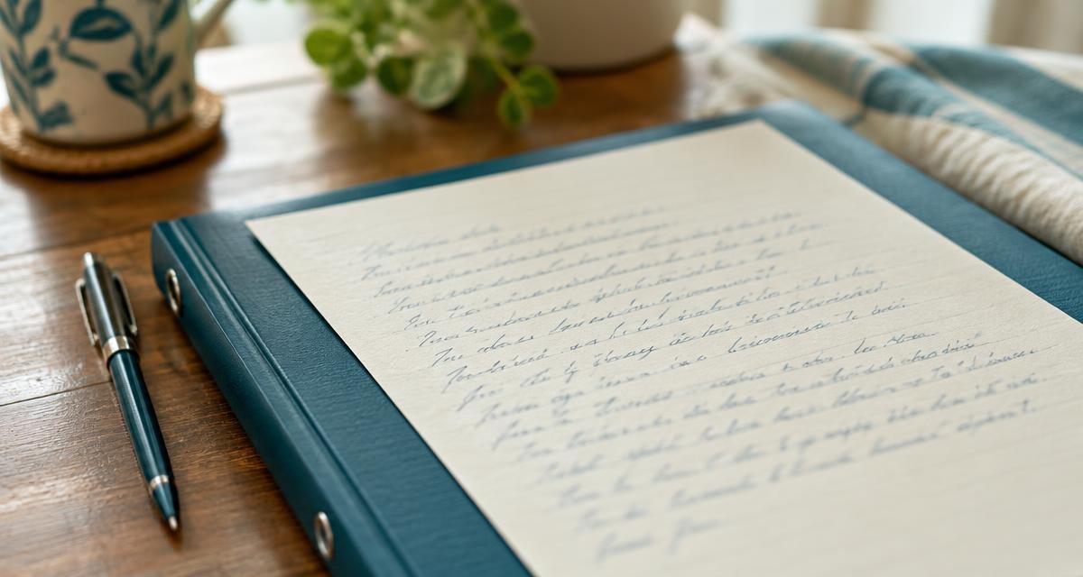 Une lettre de demande de PAI posée sur un classeur bleu, un stylo à côté